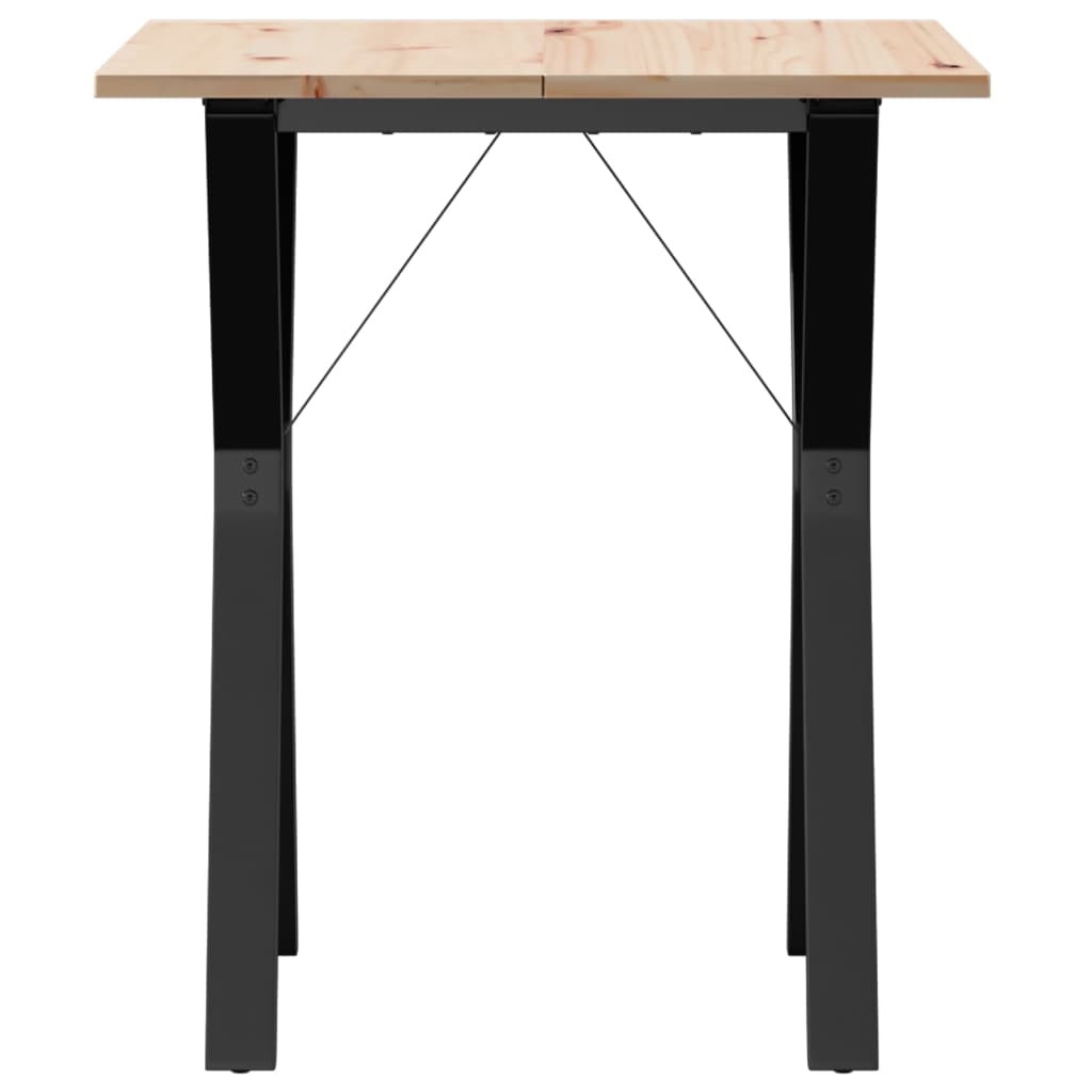 vidaXL Table à manger cadre en Y 60x60x75 cm bois de pin massif fonte