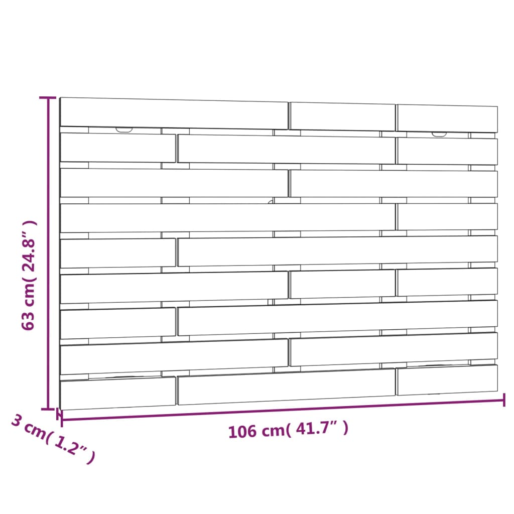 vidaXL Tête de lit murale 106x3x63 cm Bois massif de pin