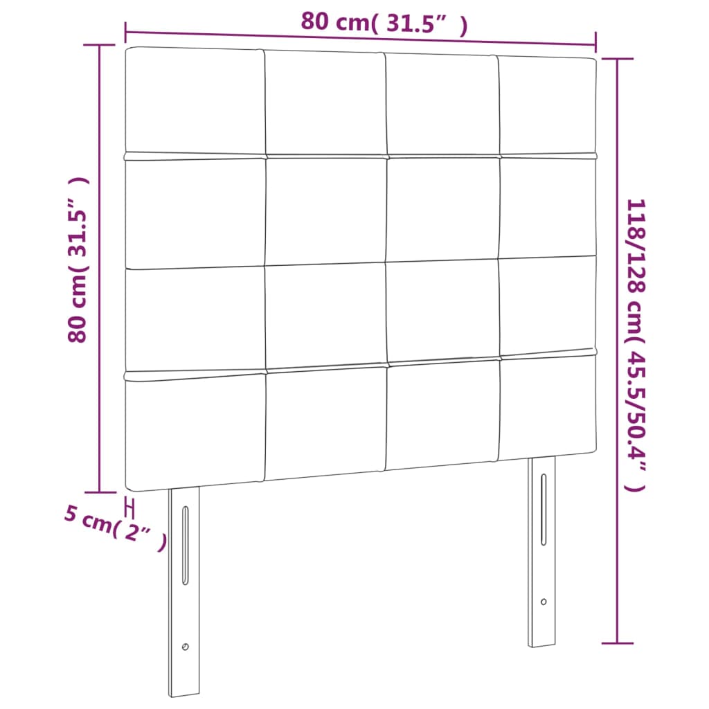 vidaXL Têtes de lit 2 pcs Noir 80x5x78/88 cm Tissu