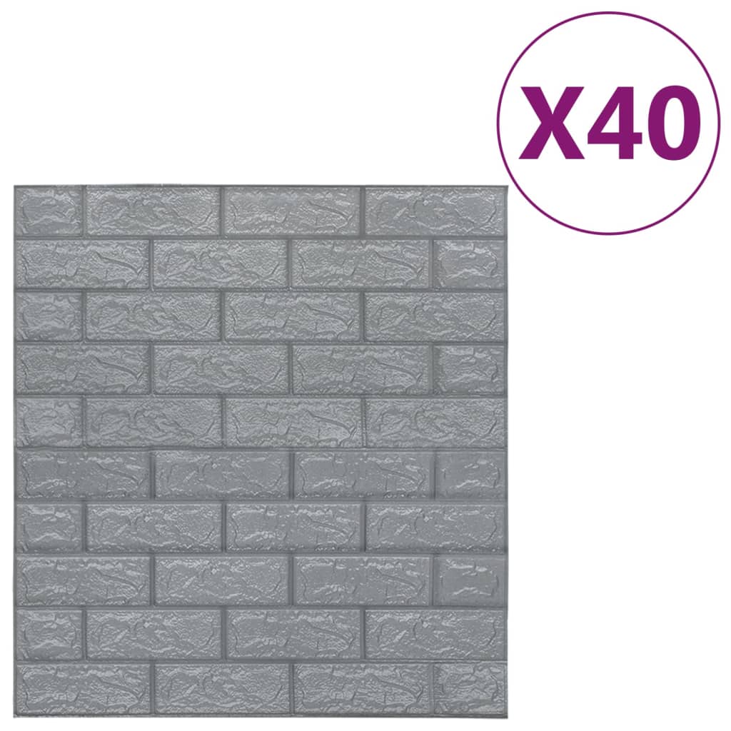 vidaXL Papier peint 3D autoadhésif Briques 40 pcs Anthracite