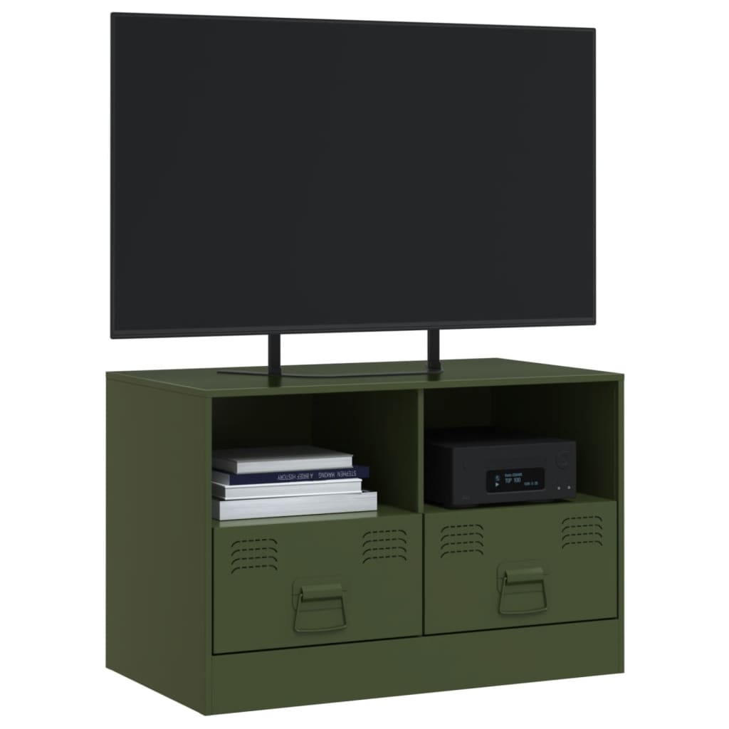 vidaXL Meuble TV vert olive 67x39x44 cm acier