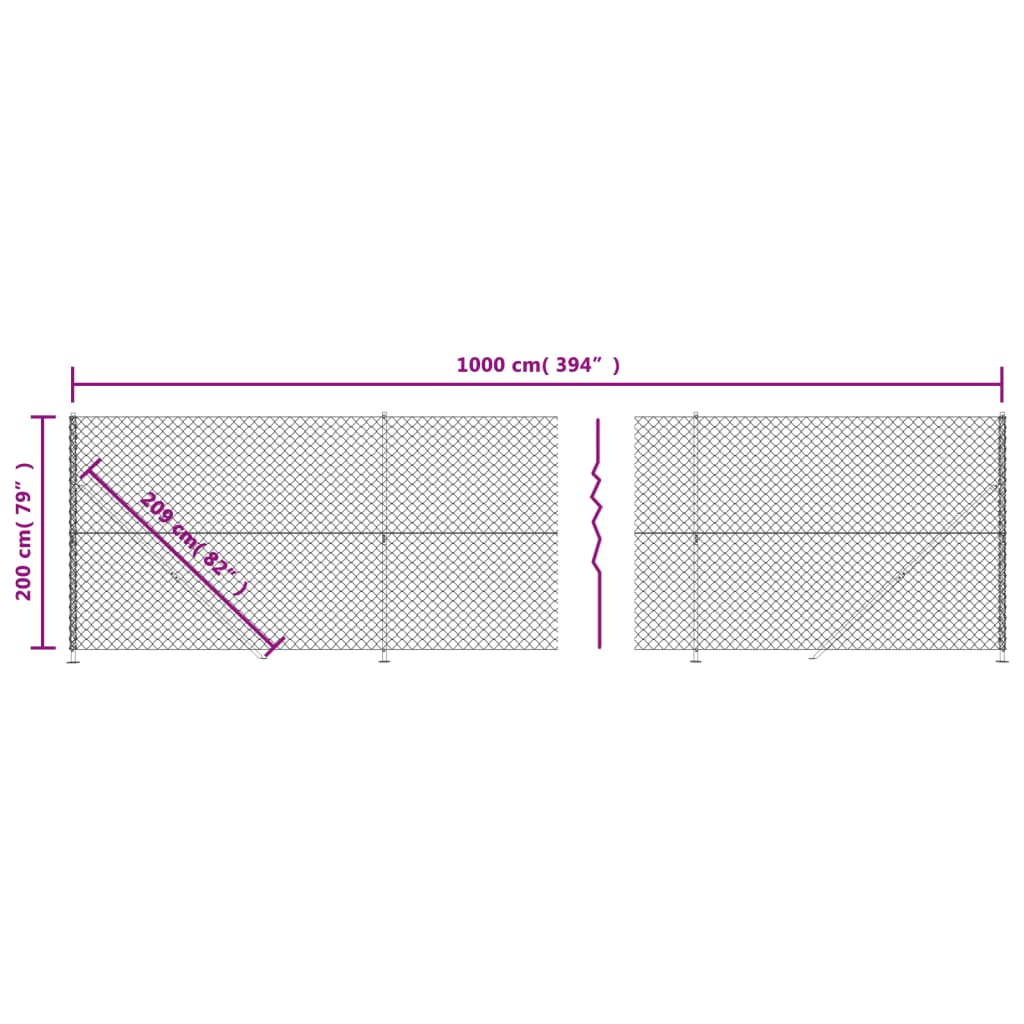 vidaXL Clôture à mailles losangées avec bride vert 2x10 m