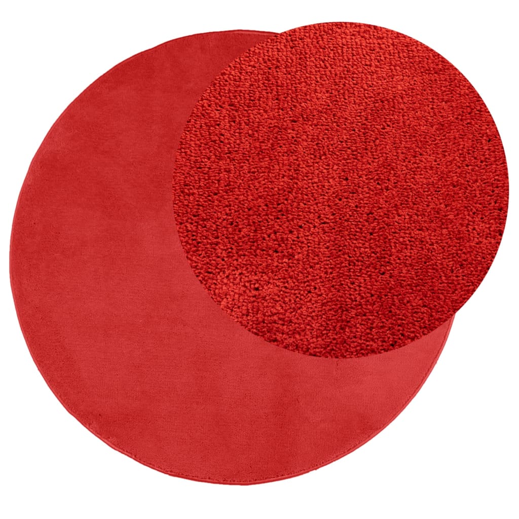 vidaXL Tapis OVIEDO à poils courts rouge Ø 120 cm