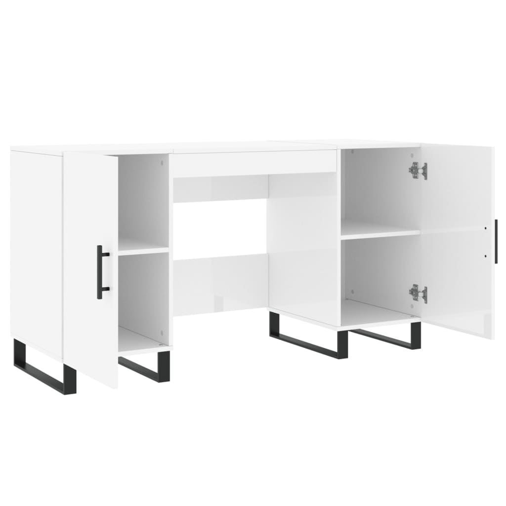 vidaXL Bureau Blanc brillant 140x50x75 cm Bois d'ingénierie