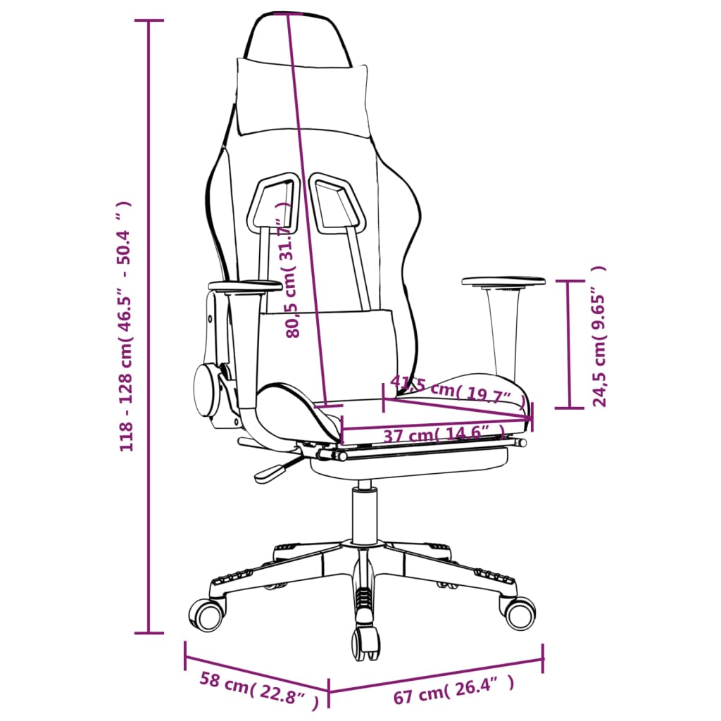 vidaXL Chaise de jeu avec repose-pied Noir et gris Similicuir