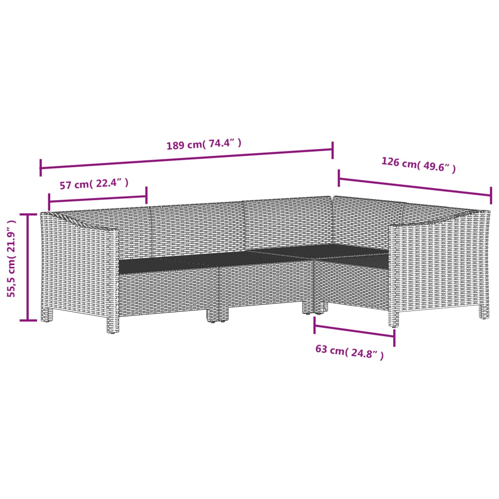 vidaXL Salon de jardin 7 pcs avec coussins Gris Résine tressée