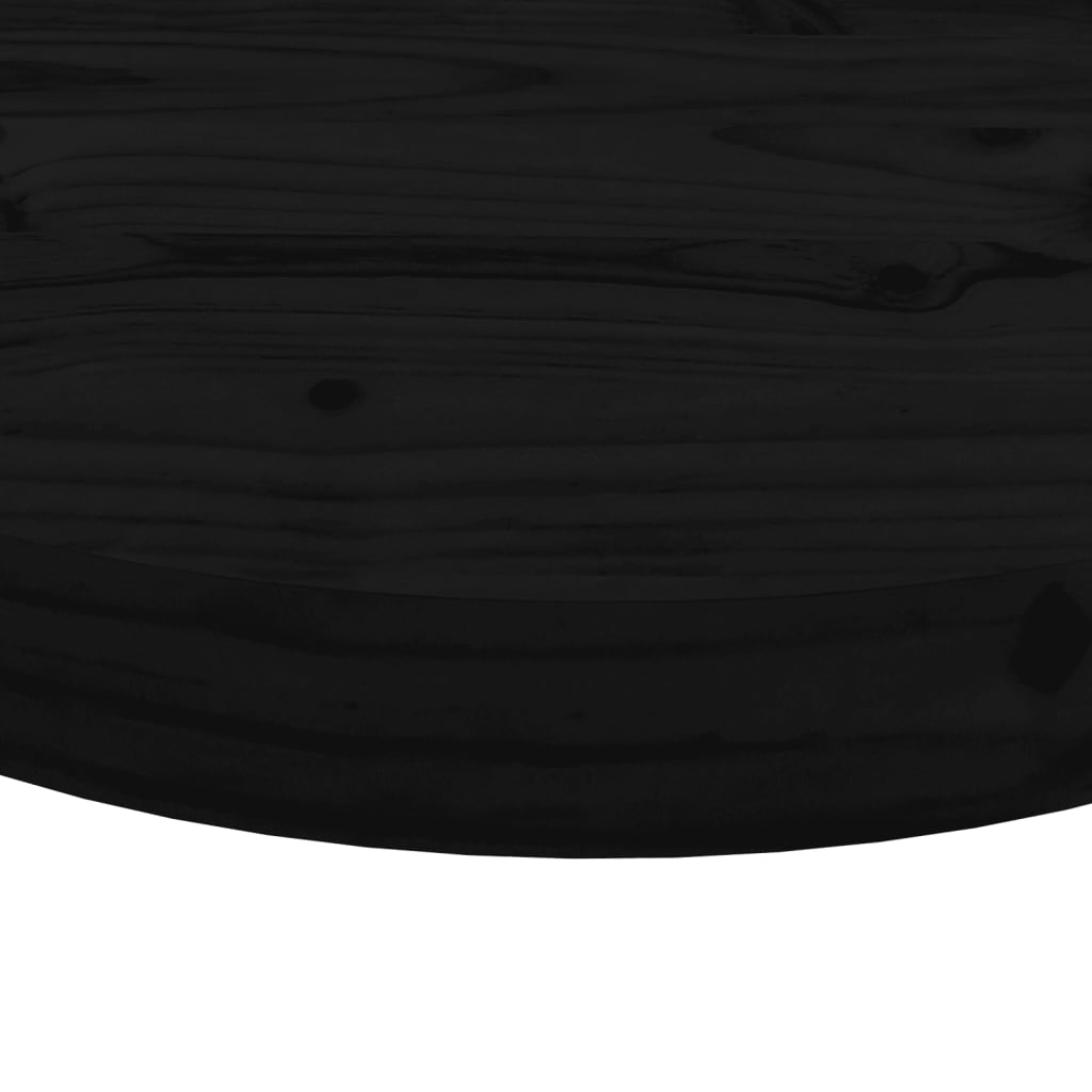 vidaXL Dessus de table rond noir Ø60x3 cm bois de pin massif