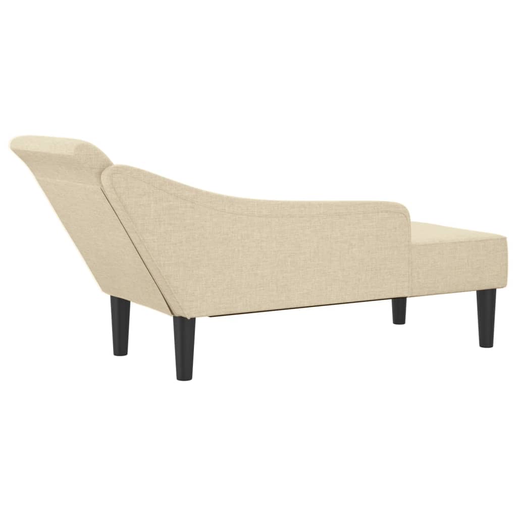 vidaXL Chaise longue avec coussins crème tissu