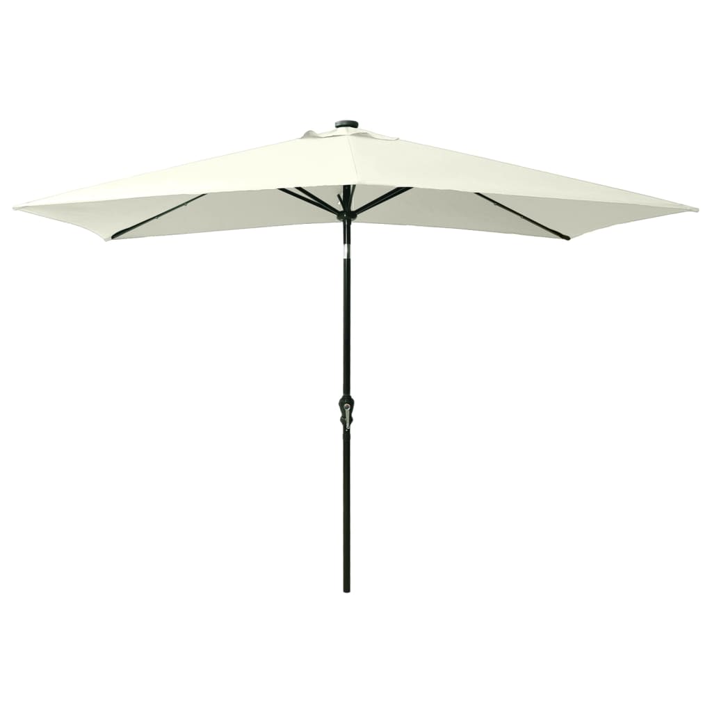 vidaXL Parasol de jardin avec LED et mât en acier sable 2x3 m