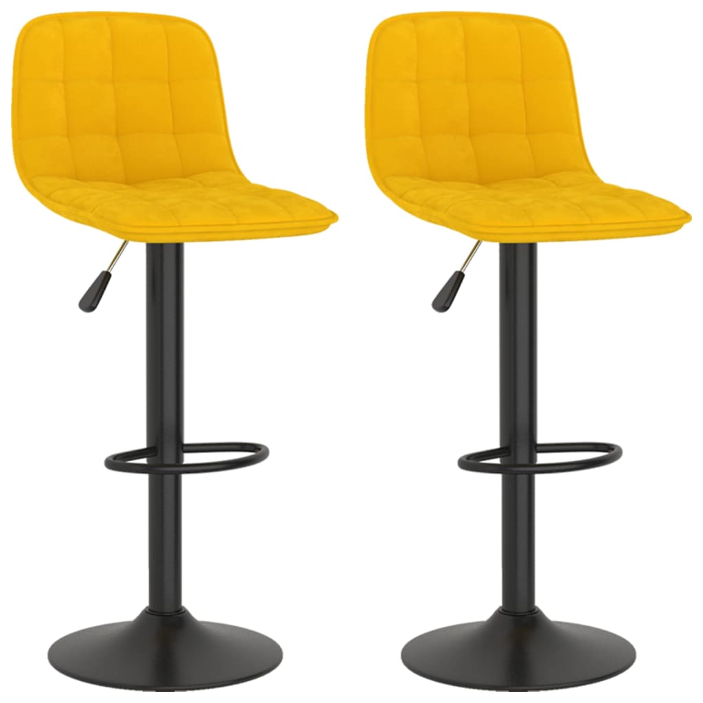 vidaXL Tabourets de bar lot de 2 Jaune Velours