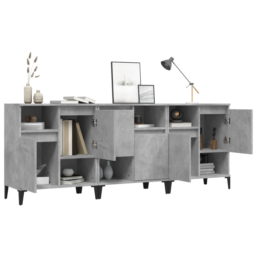 vidaXL Buffets 3 pcs gris béton 60x35x70 cm bois d'ingénierie