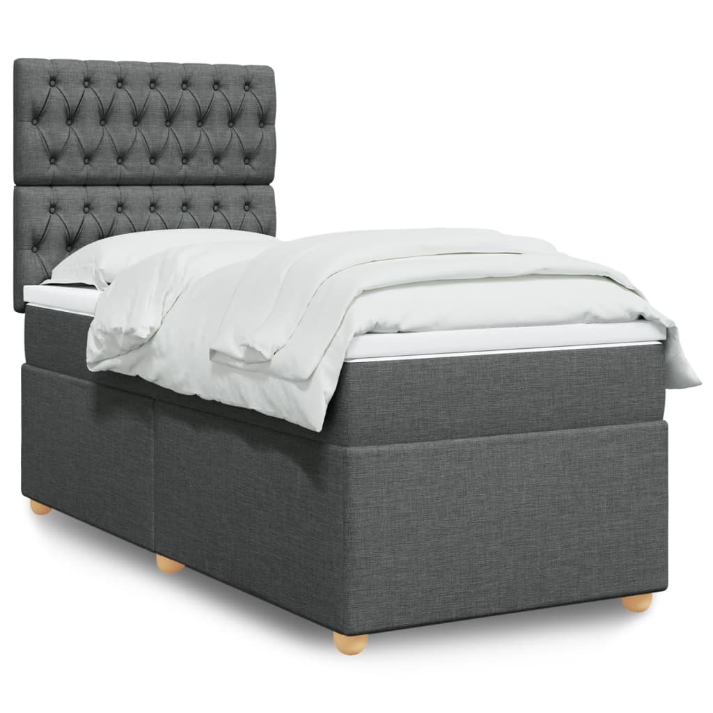 vidaXL Sommier à lattes de lit avec matelas Gris foncé 80x200 cm Tissu