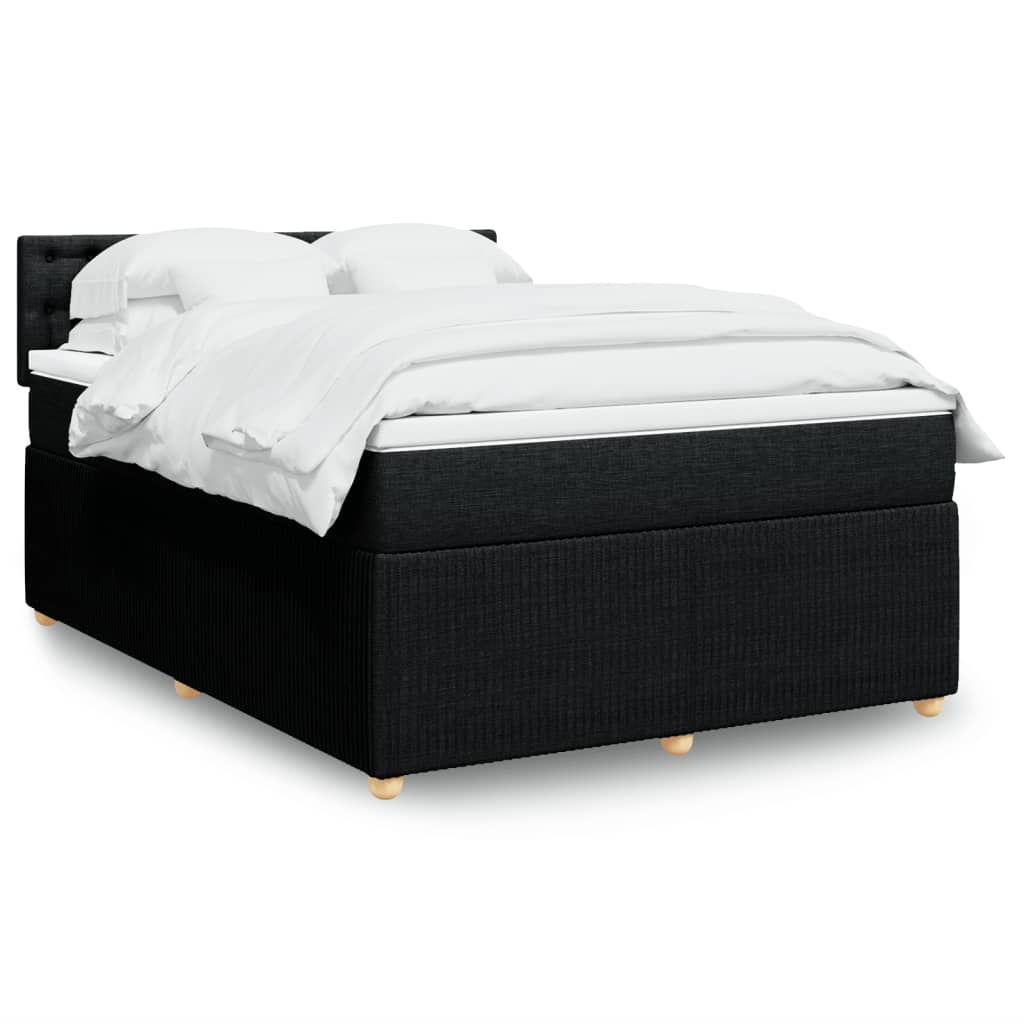 vidaXL Sommier à lattes de lit avec matelas Noir 140x200 cm Tissu