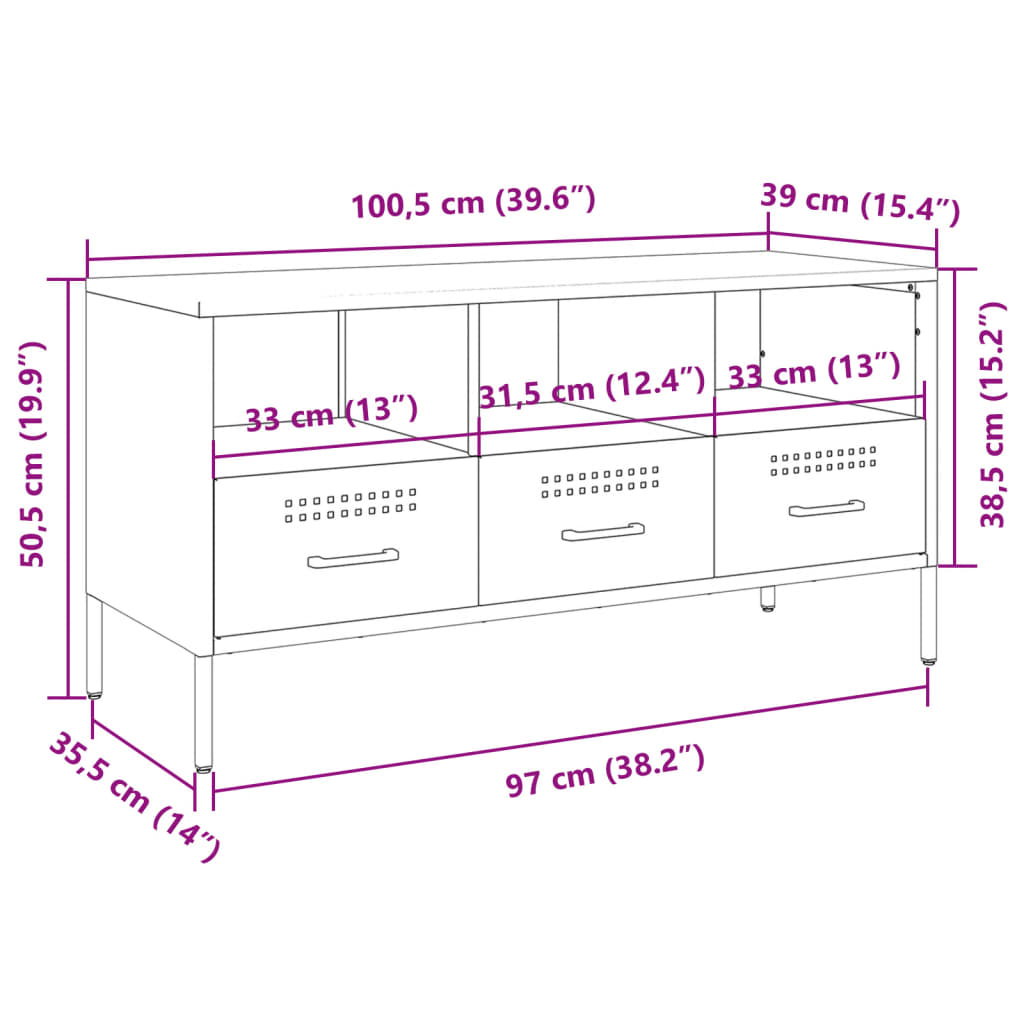 vidaXL Meuble TV jaune moutarde 100,5x39x50,5 cm acier