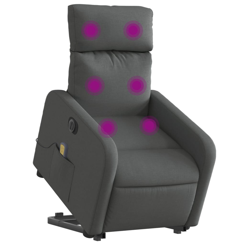 vidaXL Fauteuil inclinable de massage électrique Gris foncé Tissu