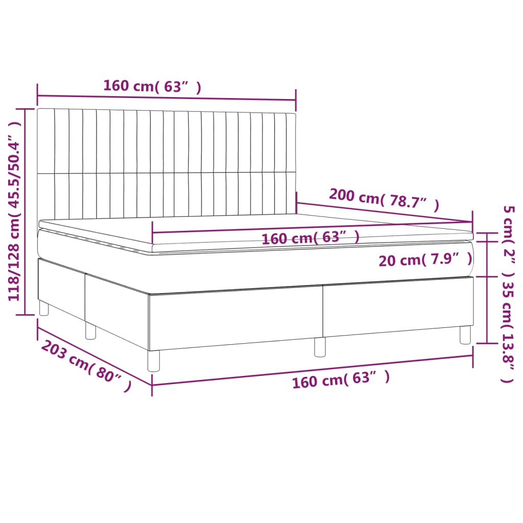 vidaXL Sommier à lattes de lit avec matelas Crème 160x200 cm Tissu