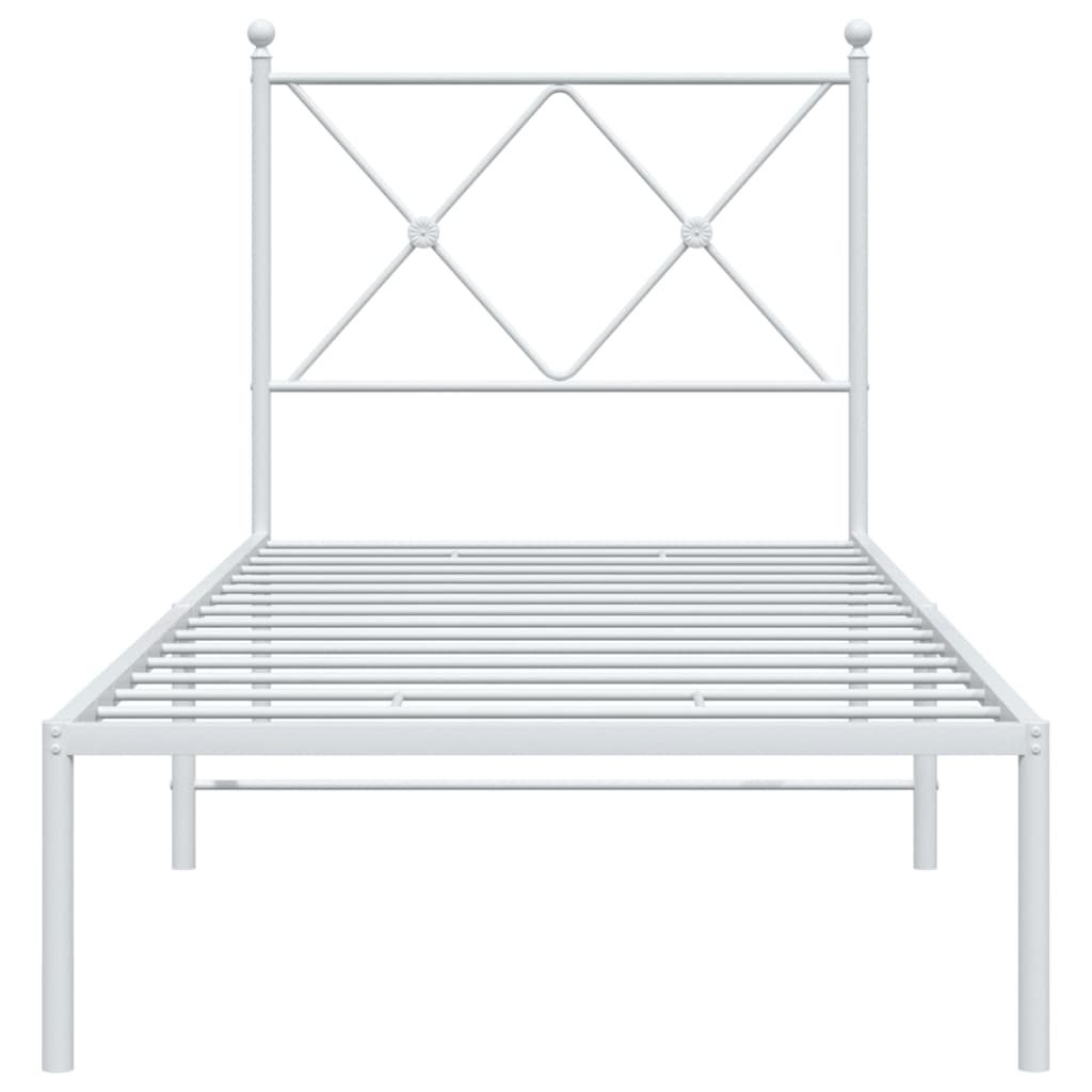 vidaXL Cadre de lit métal sans matelas avec tête de lit blanc 75x190cm