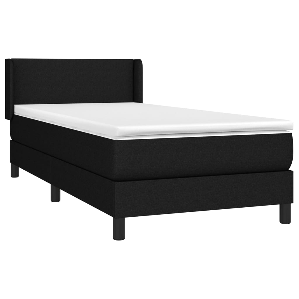 vidaXL Sommier à lattes de lit et matelas Noir 80x200 cm Tissu