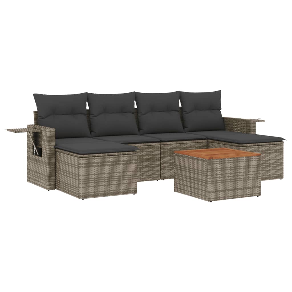 vidaXL Salon de jardin avec coussins 7 pcs gris résine tressée