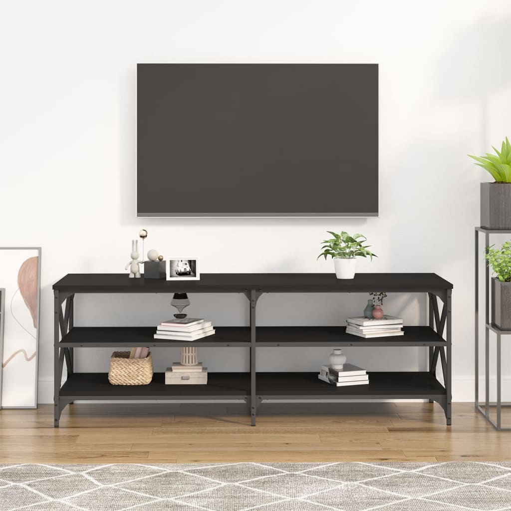 vidaXL Meuble TV noir 140x40x50 cm bois d'ingénierie