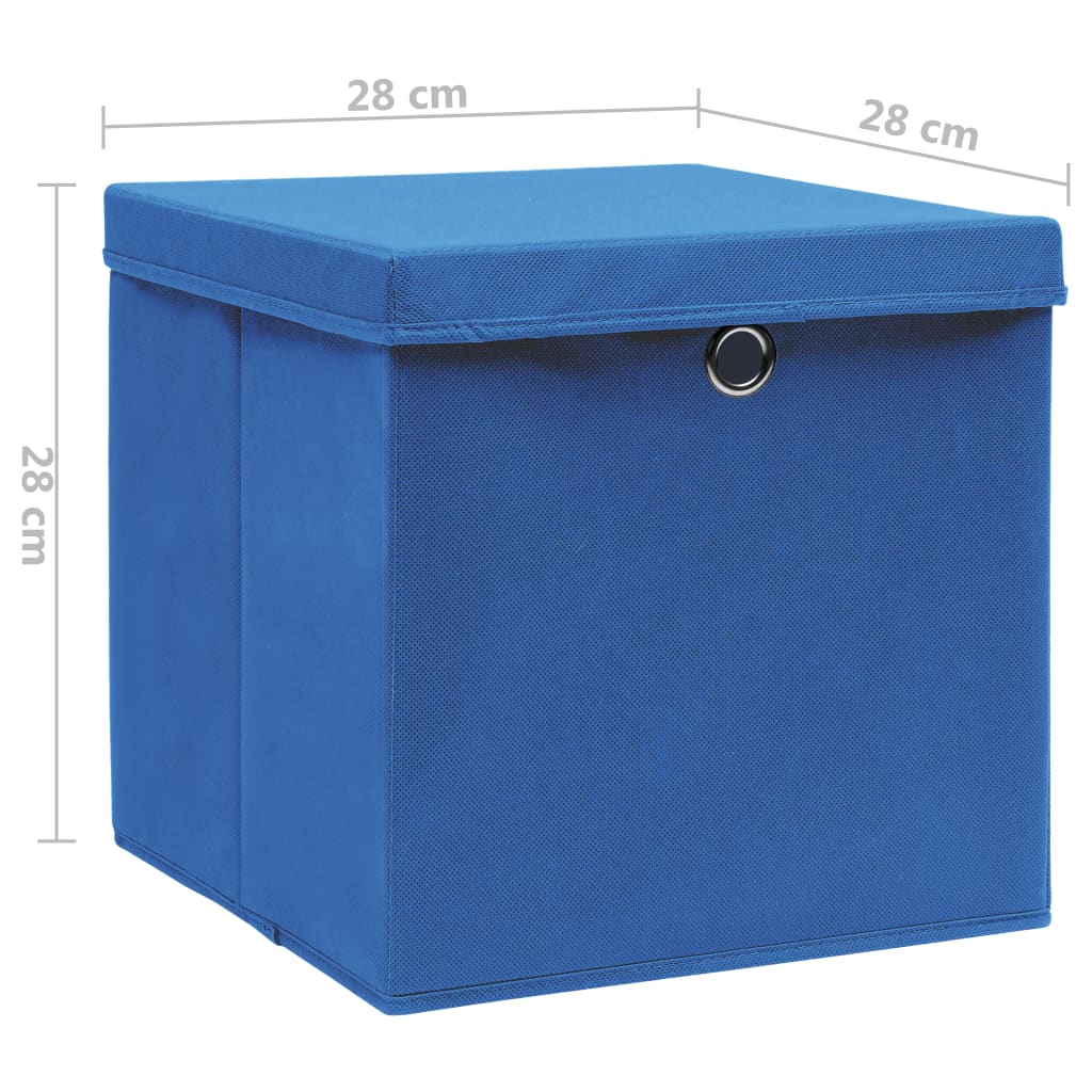 vidaXL Boîtes de rangement avec couvercles 4 pcs 28x28x28 cm Bleu