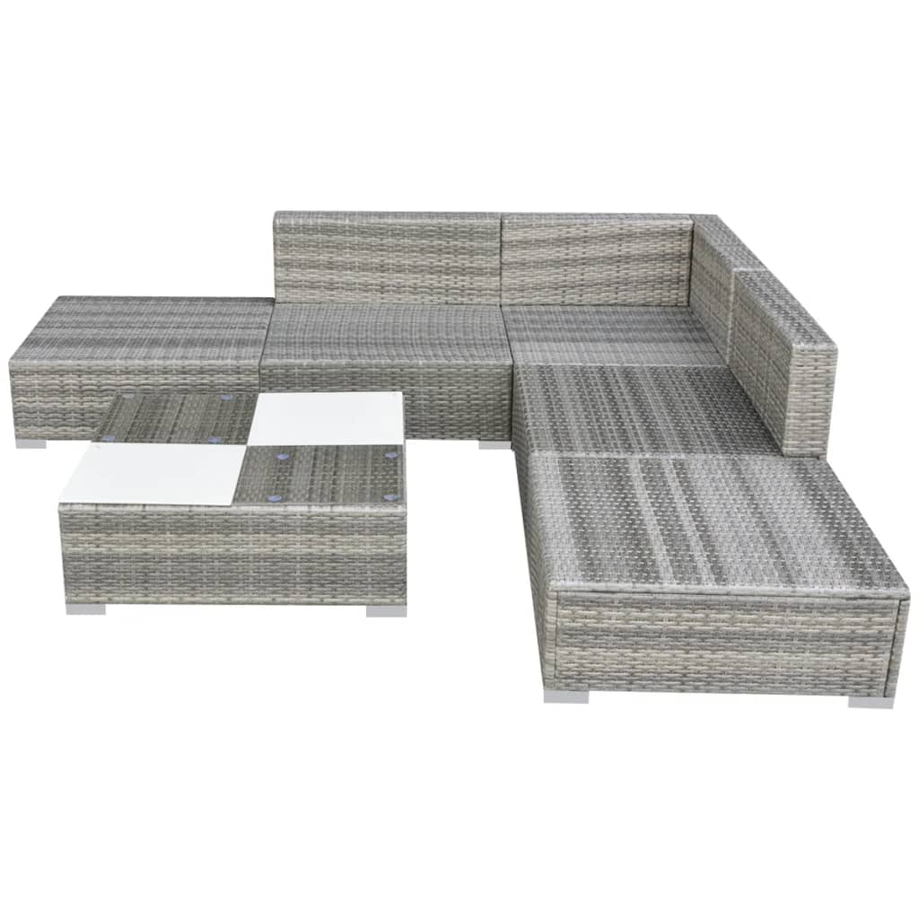 vidaXL Salon de jardin avec coussins 6 pcs résine tressée gris