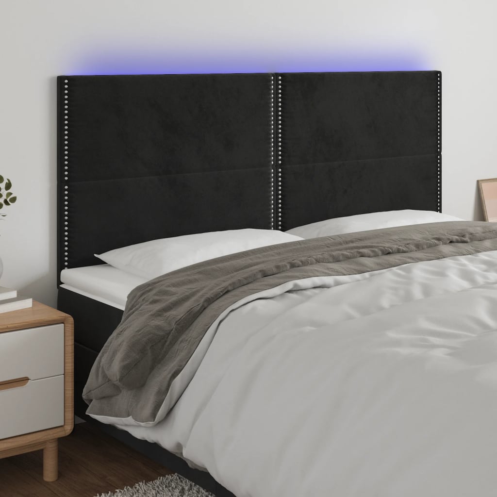 vidaXL Tête de lit à LED Noir 180x5x118/128 cm Velours