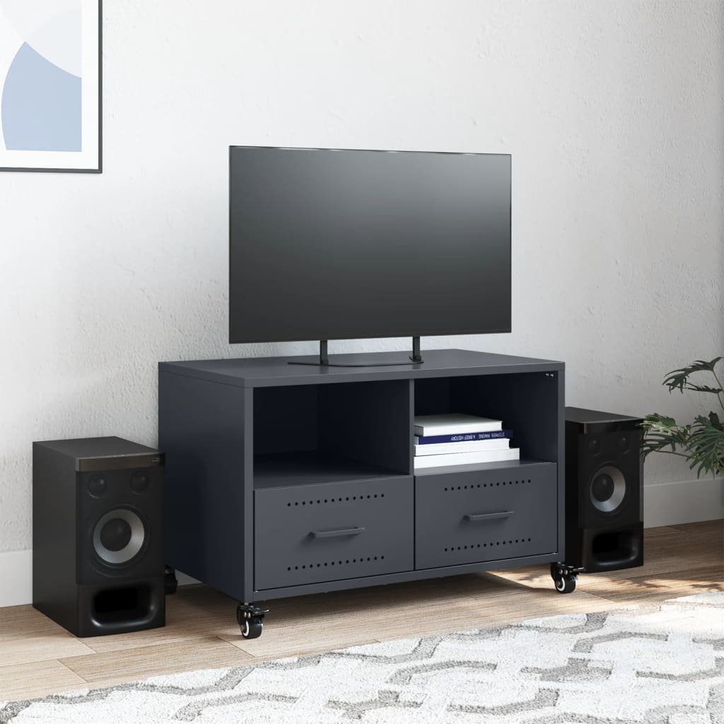 vidaXL Meuble TV anthracite 68x39x43,5 cm acier