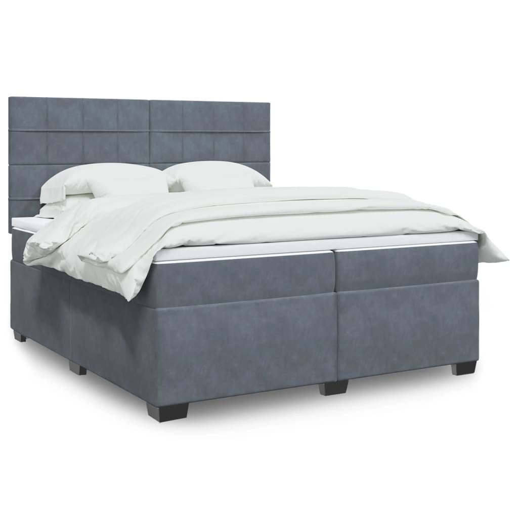 vidaXL Sommier à lattes de lit et matelas Gris foncé 200x200cm Velours