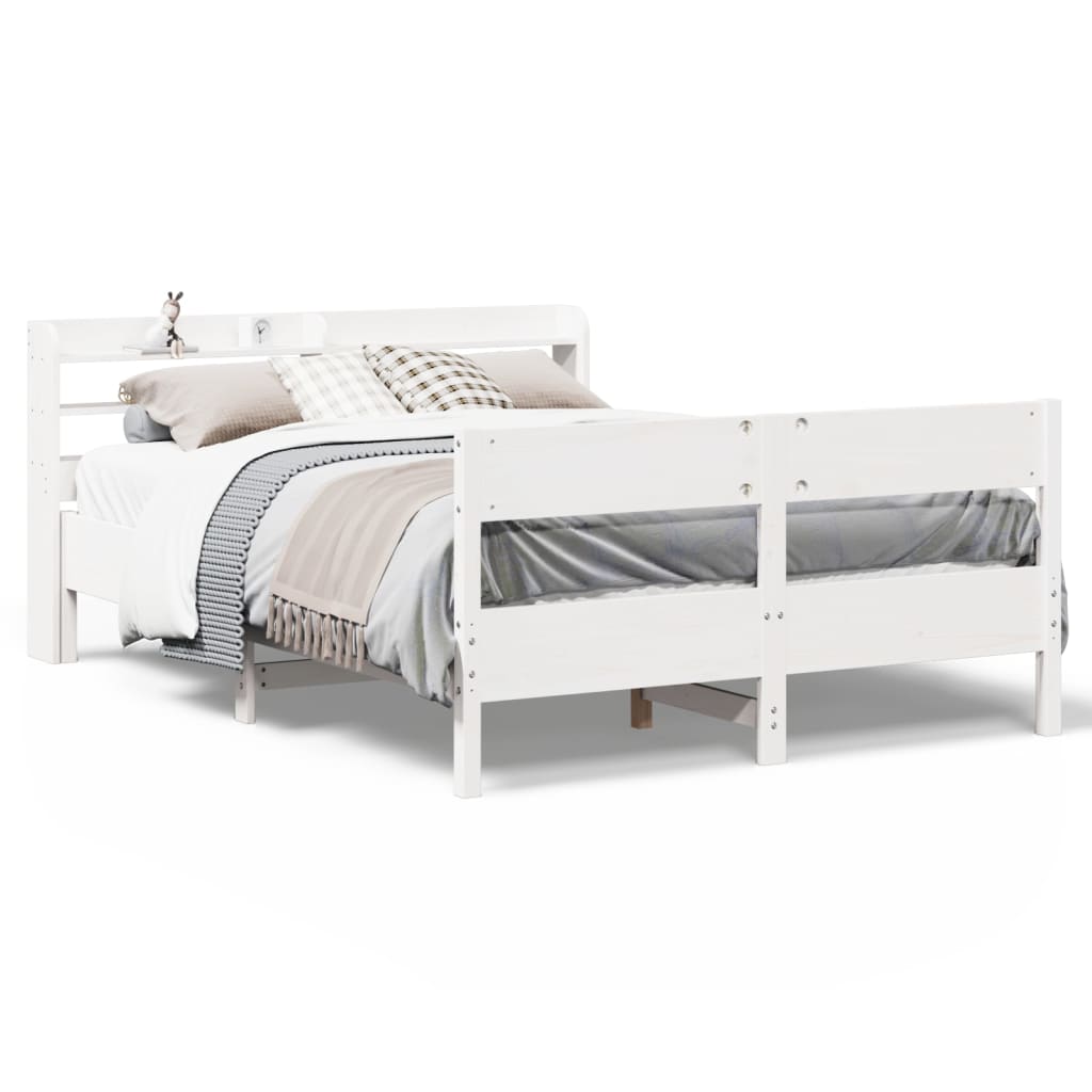 vidaXL Cadre de lit sans matelas blanc 150x200 cm bois de pin massif