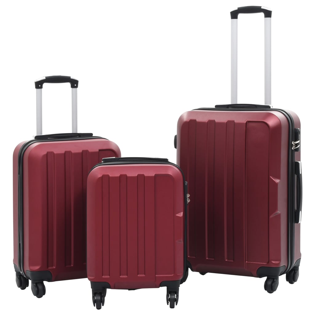 vidaXL Valise rigide 3 pcs Rouge bordeaux ABS