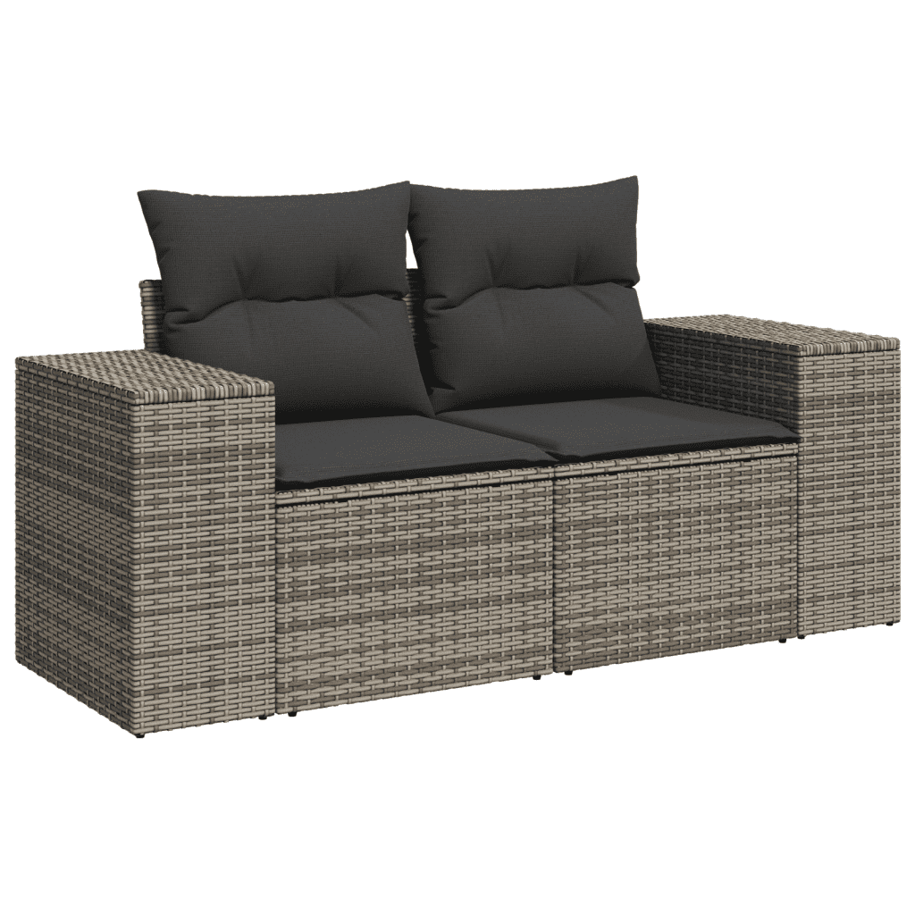 vidaXL Salon de jardin 11 pcs avec coussins gris résine tressée