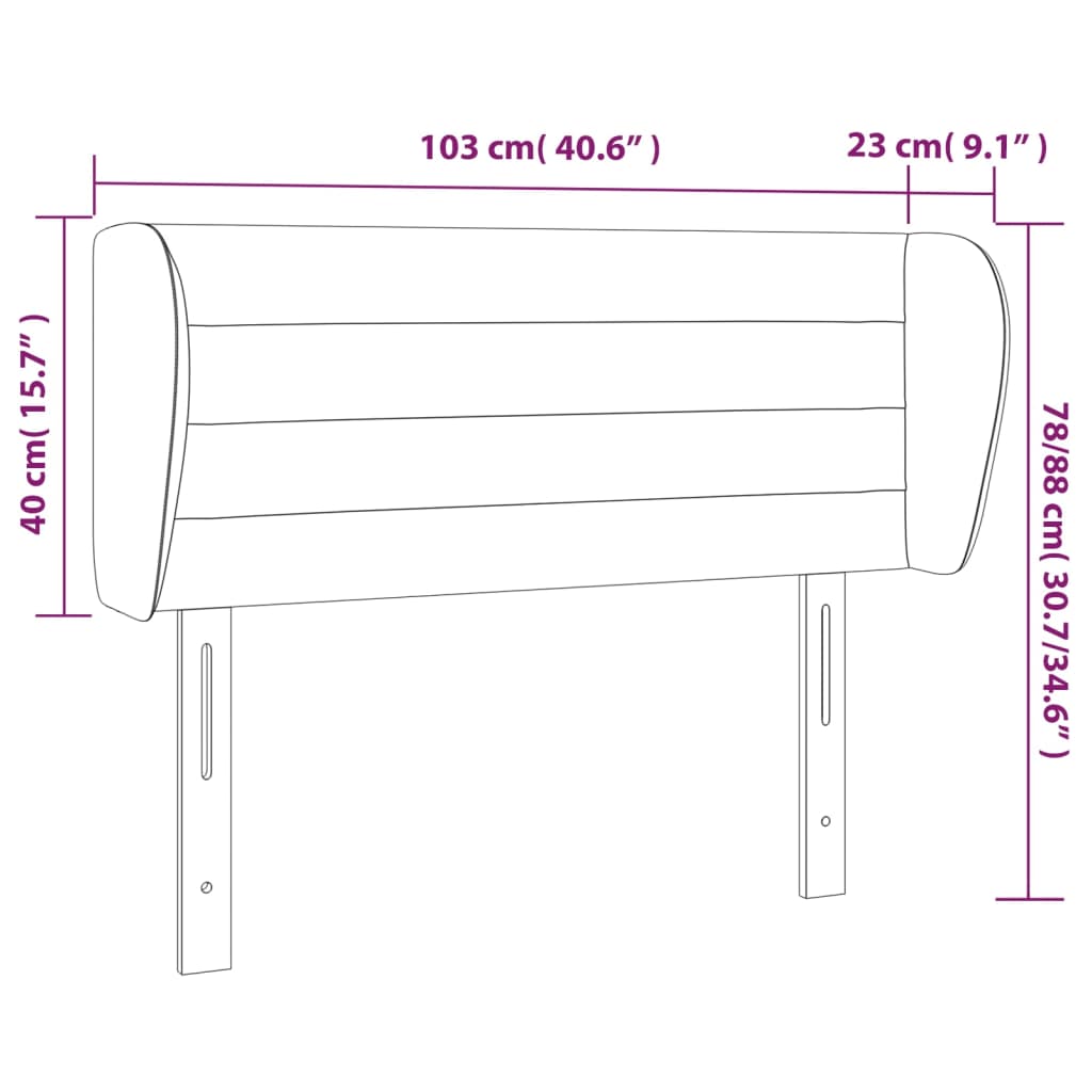 vidaXL Tête de lit avec oreilles Gris foncé 103x23x78/88 cm Tissu