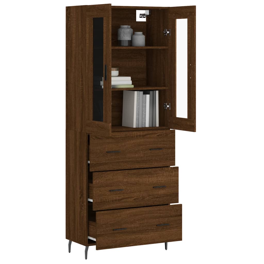 vidaXL Buffet haut Chêne marron 69,5x34x180 cm Bois d'ingénierie