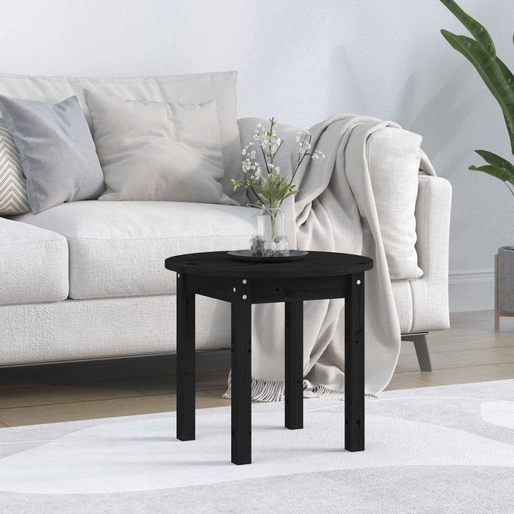 vidaXL Table basse Noir Ø 45x40 cm Bois massif de pin