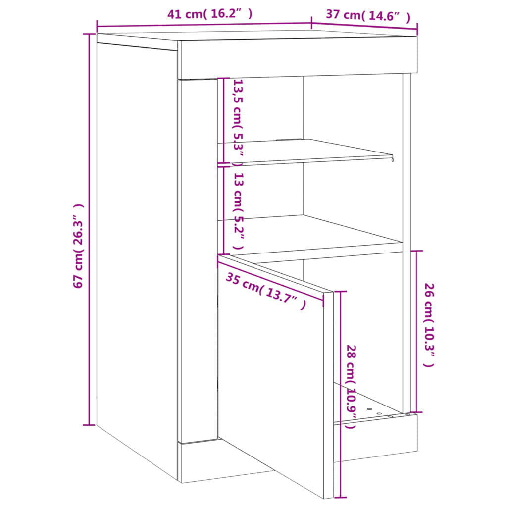 vidaXL Armoire latérale avec lumières LED chêne fumé bois d'ingénierie