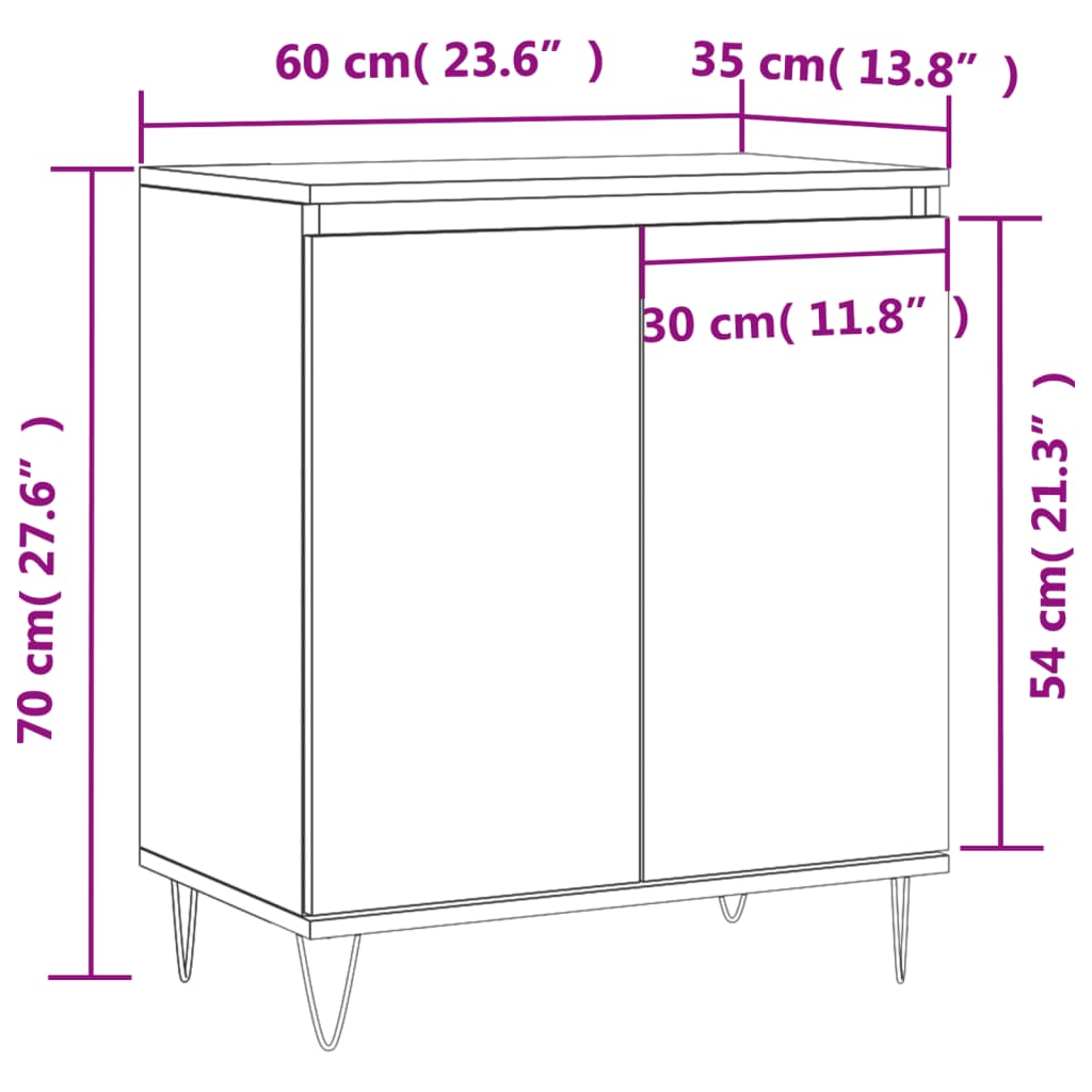 vidaXL Buffet Blanc brillant 60x35x70 cm Bois d'ingénierie