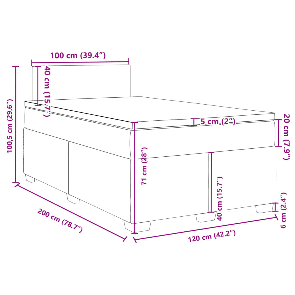 vidaXL Sommier à lattes de lit et matelas Vert foncé 120x200cm Velours