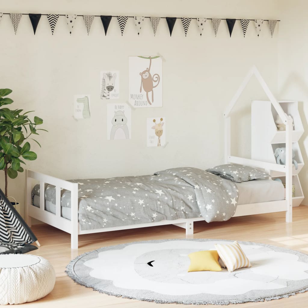 vidaXL Cadre de lit pour enfants blanc 90x200 cm bois de pin massif