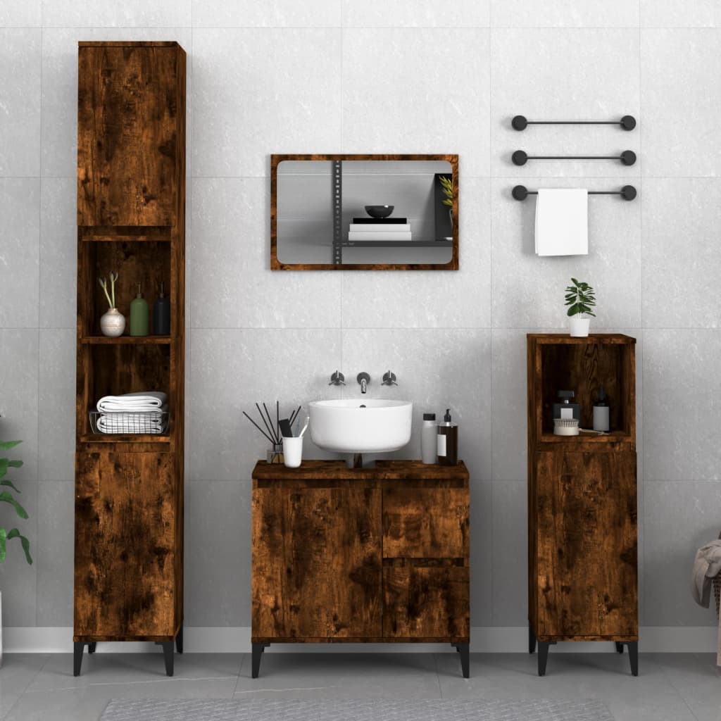 vidaXL Armoire de bain chêne fumé 65x33x60 cm bois d'ingénierie