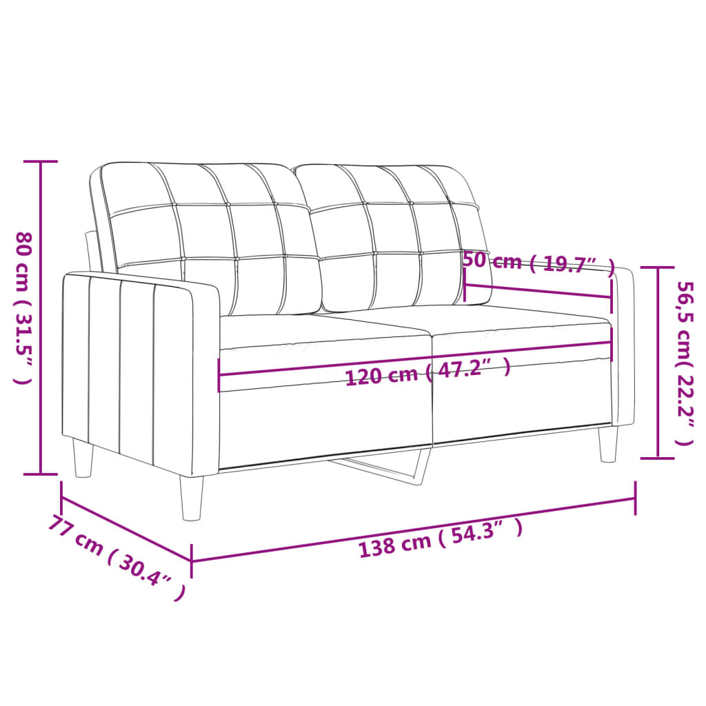 vidaXL Canapé à 2 places B-Stock crème 120 cm similicuir