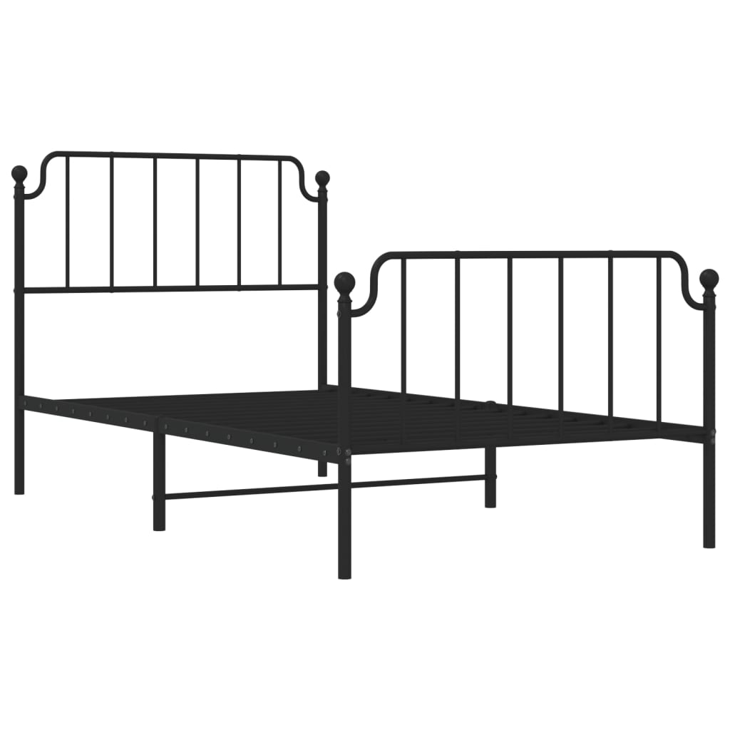 vidaXL Cadre de lit métal sans matelas avec pied de lit noir 100x190cm