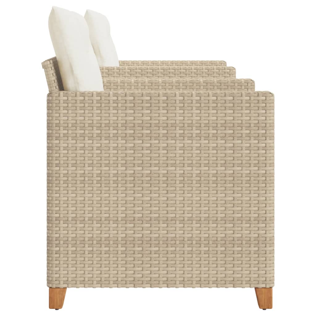 vidaXL Ensemble de bistro 3 pcs coussins beige résine tressée acacia