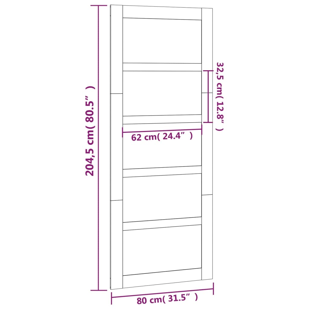 vidaXL Porte de grange 80x1,8x204,5 cm Bois massif de pin