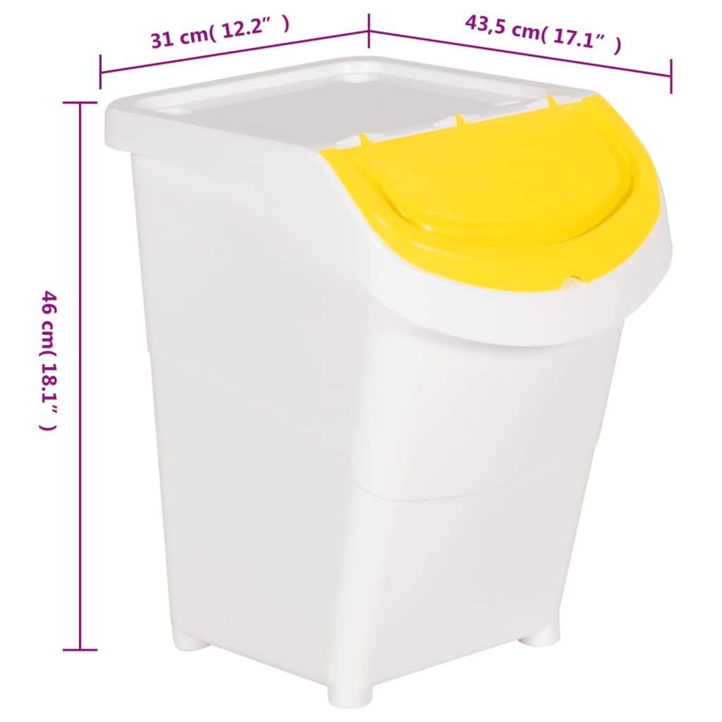 vidaXL Poubelles empilables avec couvercles 3 pcs blanc PP 120 L