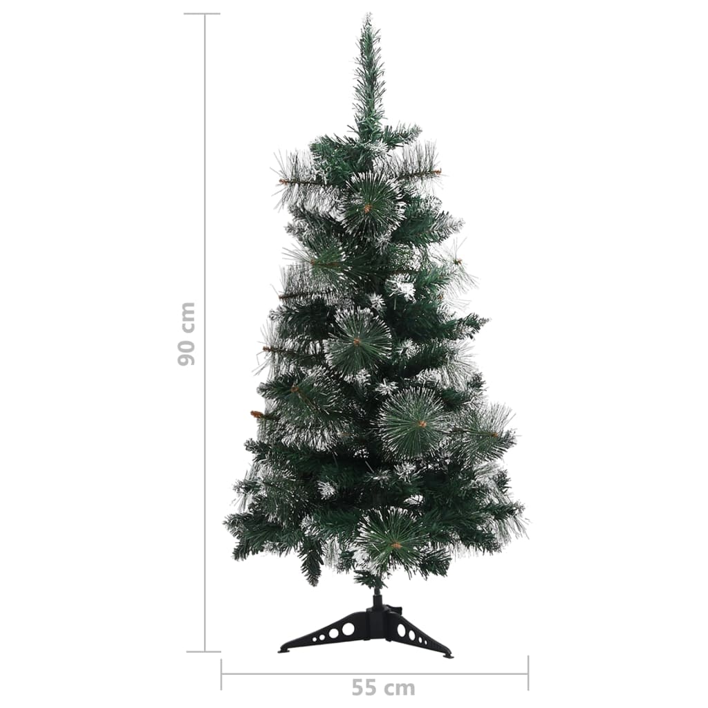 vidaXL Sapin de Noël artificiel avec support Vert et blanc 90 cm PVC