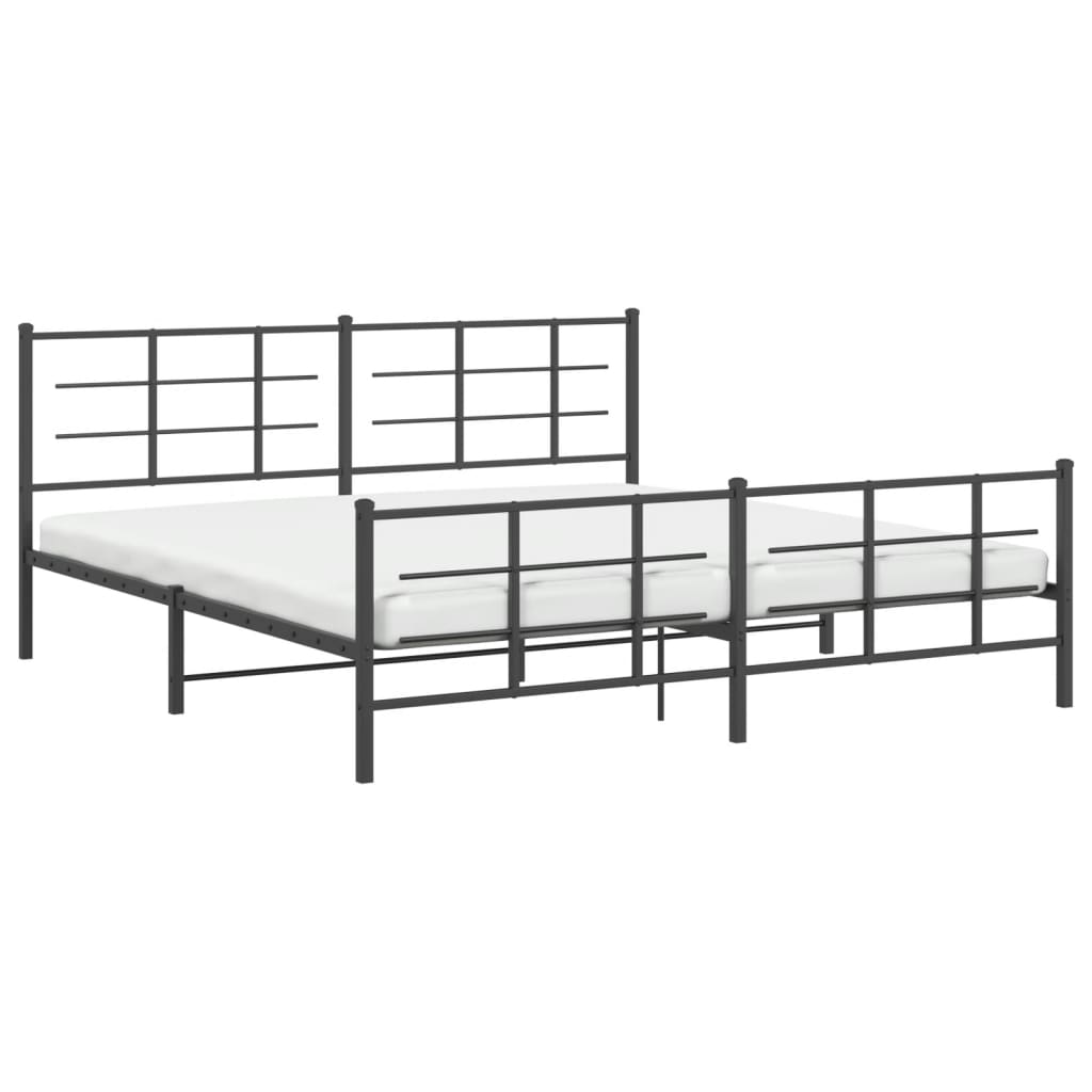 vidaXL Cadre de lit métal sans matelas avec pied de lit noir 200x200cm