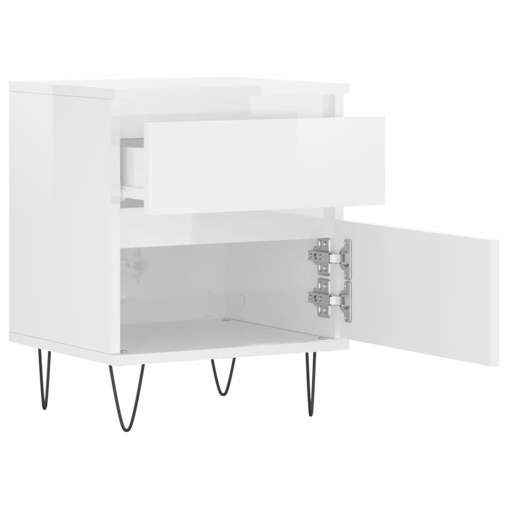 vidaXL Tables de chevet 2 pcs blanc brillant 40x35x50 cm