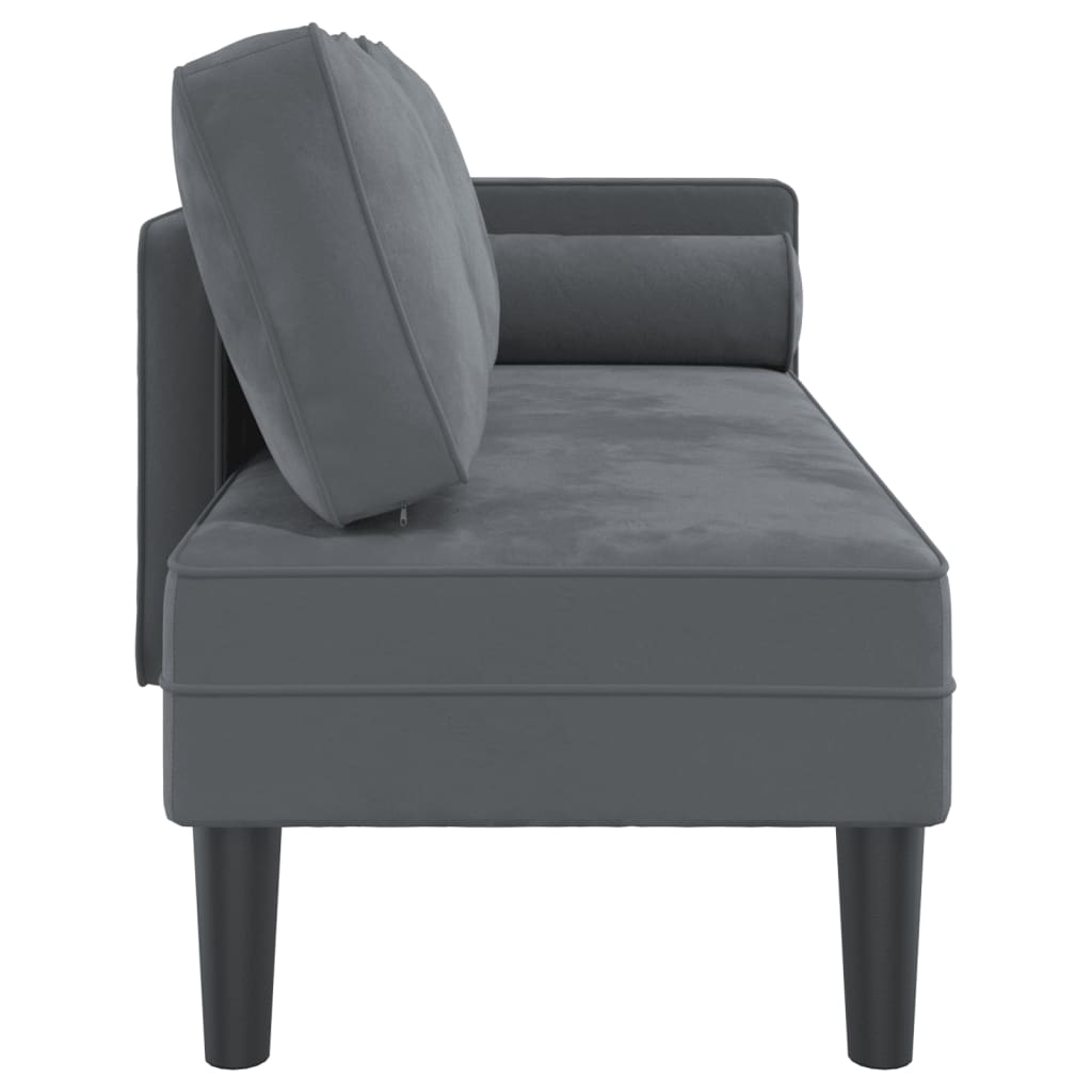 vidaXL Chaise longue avec coussins gris foncé velours