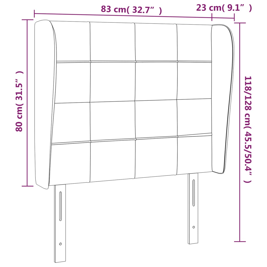 vidaXL Tête de lit avec oreilles Crème 83x23x118/128 cm Tissu